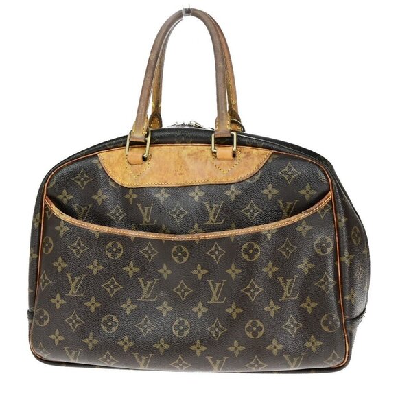 LOUIS VUITTON LV Logo Deauville Hand Bag Monogram Leather Brown - Picture 1 of 16